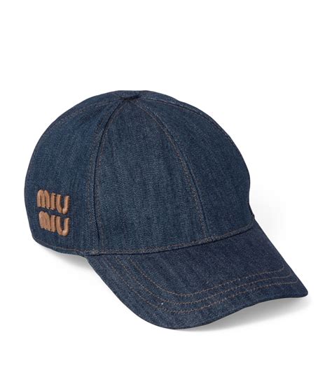 miu miu denim baseball cap|Blue/red Denim Baseball Cap .